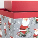 thumbnail of 2 Geschenkboxen Santa auf Fahrrad Weihnachten 21,5x12x16cm/25x14x19cm Geschenkverpackung
