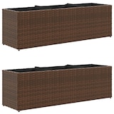 thumbnail of Helloshop26 - Hochbeet-Pflanzkasten für Pflanzen Blumen Garten Terrasse mit 3 Töpfen 2er-Set 105 x 30 x 32 cm braunes 02_0038859
