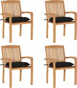 thumbnail of vidaXL Stapelbare Gartenstühle mit Kissen 4 Stk. Massivholz Teak