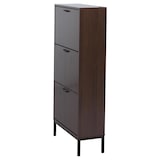 thumbnail of Schuhkipper HWC-P48, Schuhregal Schuhschrank, 3 Kippfächer Ablage MDF Melamin 125x60x25cm ~ Walnuss-Optik