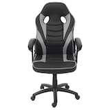 thumbnail of Cadeira de escritório HWC-F59, cadeira de secretária giratória cadeira de corrida cadeira de jogos, imitação de pele ~ preto/cinzento