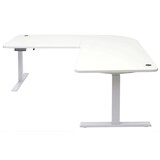 thumbnail of Eck-Schreibtisch HWC-D40, Computertisch elektrisch höhenverstellbar 178x178cm 84kg MVG ~ weiß, grau