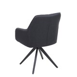 thumbnail of Eetkamerstoel HWC-H73, keukenstoel fauteuil, retro staal stof/textiel ~ donkergrijs