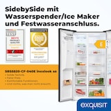 thumbnail of Exquisit Side by Side, 513 Liter, Standgerät, 513 Liter, LED-Beleuchtung, No-Frost, Schnellgefrieren, SBS5520-CF-040E inoxlook-az