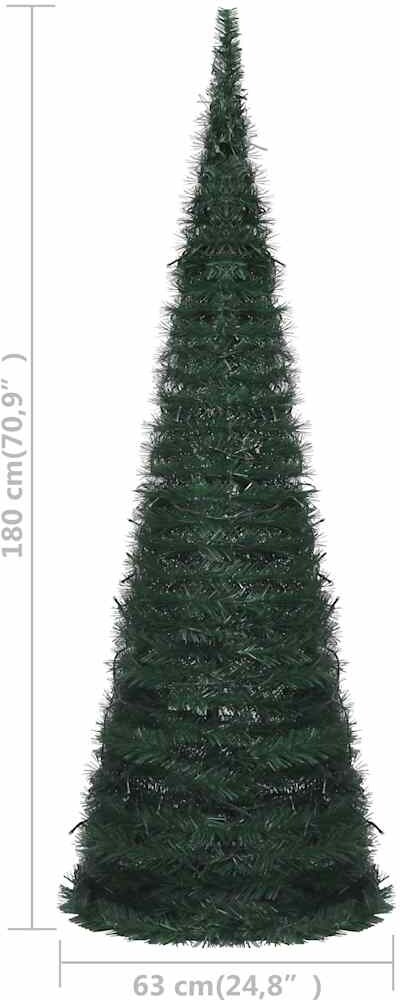 Ein grüner Pop-Up-Weihnachtsbaum.