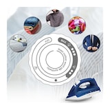 thumbnail of Clatronic DB 3704 Plancha Ropa Vapor, Suela Cerámica, 7 Funciones, 34 boquillas Vapor, Termostato, Cable 360º 2200W Blanco/azul