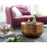 thumbnail of Orientalischer Couchtisch `Aniene`: Hammerschlag-Struktur, Aluminium, hohl, 40 kg Belastung, goldfarben lackiert. Gold, 60x60x35 cm | Kadima Design