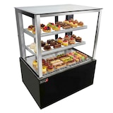 thumbnail of Romux® Vitrina Pastelera Expositora Refrigerada Cuadrada de Suelo 2 Estantes Negra 300 Litros Ventilada | Vitrina de Suelo Cristal Recto