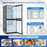 thumbnail of Merax Kühlschrank 106L, Kühl-Gefrierkombination, 60L Kühlschrank + 46L Gefrierfach, 7 Stufen, 166 kWh/Jahr, 45 dB, Silber