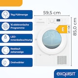 thumbnail of Exquisit Wärmepumpentrockner, 7kg Fassungsvermögen, vollelektronisch, 16 Programme, Knitterschutz, TWP701-030E weiß