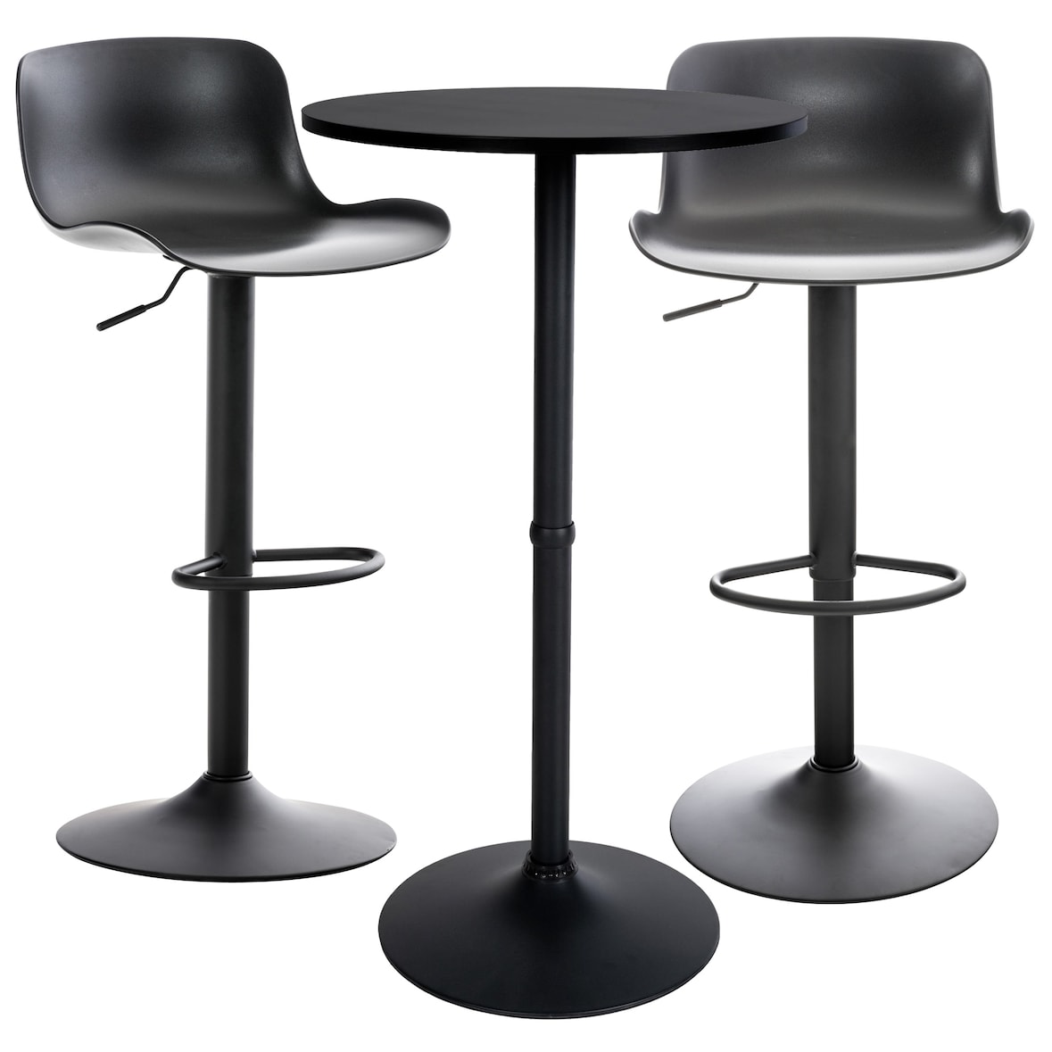 Conjunto de 2 Taburetes de bar con respaldo alto & 1 Mesa Medora Negro