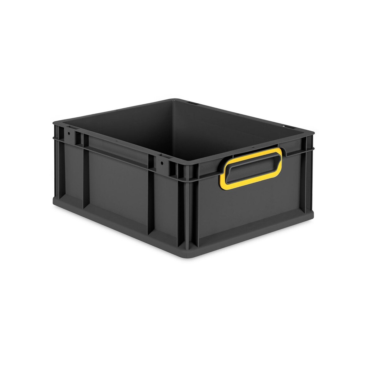 Eurobox NextGen Color, HxBxT 17x30x40cm, 16 Liter, Griffe gelb zu, Schwarz, Eurobehälter, Transportbehälter