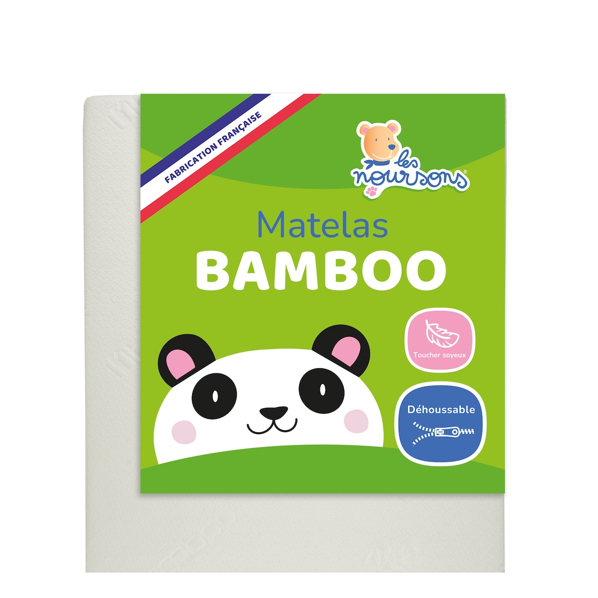 Les Noursons - Matelas Bébé Bamboo - 60x120 cm - Doux et Absorbant - Déhoussable - Sans Traitement chimique - Fabrication Française
