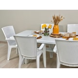 thumbnail of Set de 4 chaises monobloc en polypropylène avec fibre de verre, effet rotin, empilables pour extérieur et jardin, bar et restaurant - Diana - Blanc