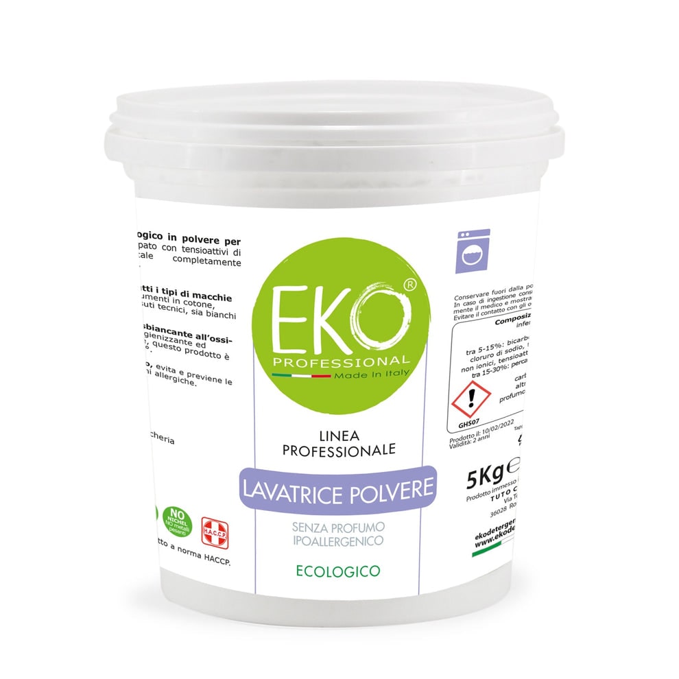 Detersivo Polvere Lavatrice Professionale Eko Professional 5 KG  - Prodotto Professionale - HACCP - CERTIFICATO BIOCERTITALIA
