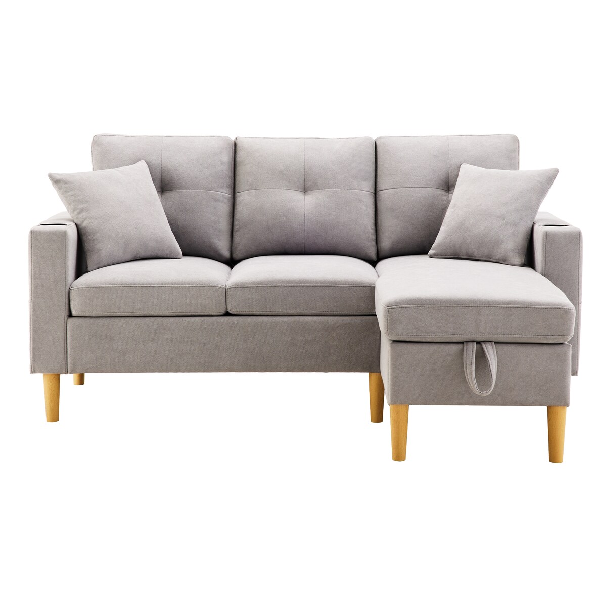 L-förmiges Sofa 219x142x90 cm mit Chaiselongue und Stauraum – Flexibles Design für modernen Komfort in Dunkelgrau
