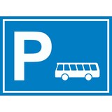 thumbnail of Bus Reisebus Parkplatz Schild waagerecht A6 Rückseite selbstklebend