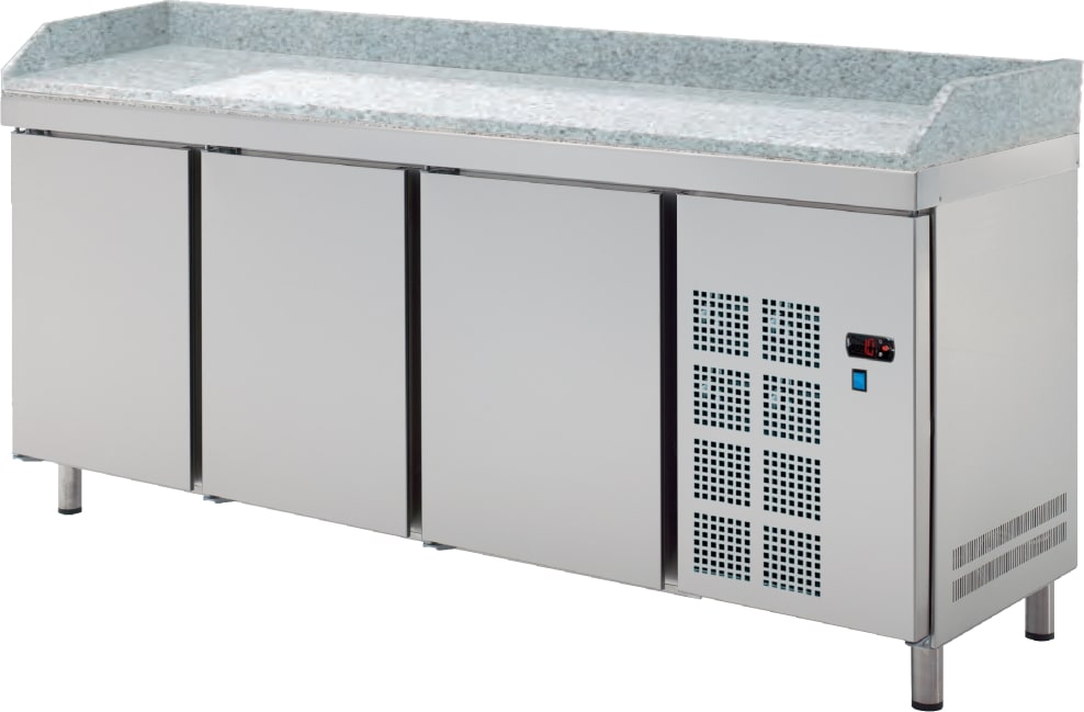 Pizza-vorbereitungsmöbel 3 türen gn 1/1 - 1800x700x850 mm - 190 W 230/1V - 78770609 Eurast