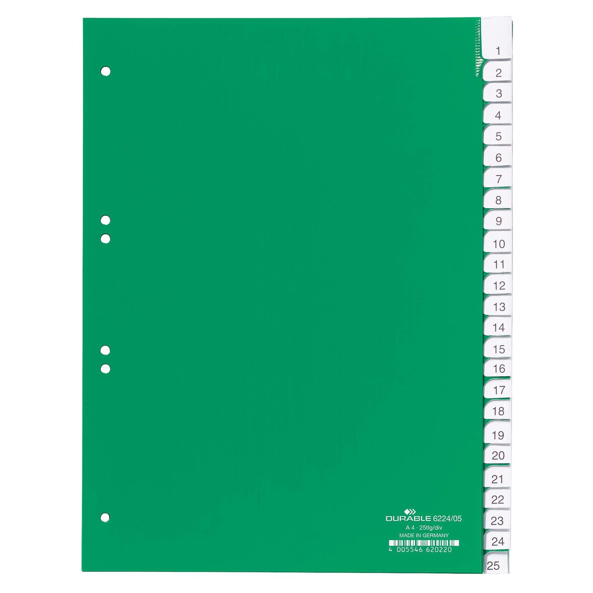 Durable Ordnerregister für A4 25tlg gn umschweißte Tabe
