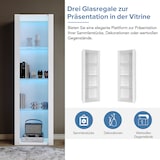 thumbnail of Merax Weiße Hochglanz-Vitrine mit LED-Beleuchtung, 3 Glasböden, 55*38*166 cm, Vitrinen, Standvitrinen, Hochschränke, Lagerschränke