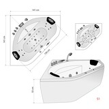 thumbnail of Whirlpool Pool Badewanne Eckwanne Wanne W20R 140x140cm mit Radio und Farblicht