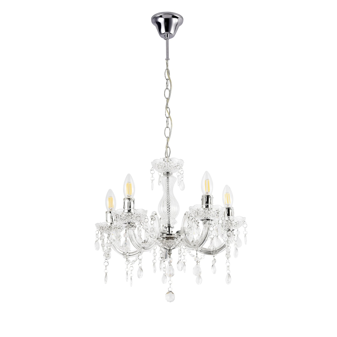 Helloshop26 - Lustre élégant luminaire suspendue lampe suspension métal et plastique 5 x E14 diamètre Ø : env. 35 cm blanc 03_0002813