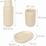 thumbnail of Relaxdays Bad Accessoires, 3-teilig, Seifenschale, Seifenspender, Zahnputzbecher, Polyresin, Bad Zubehör Set, beige