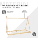 thumbnail of ML-Design Kinderbett Tipi 90x200 cm Natur mit Matratze H:10 cm & Lattenrost, Indianer Hausbett aus Kiefernholz, Bodenbett Kinderhaus Jugendbett