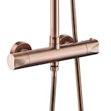 thumbnail of Duschsystem Duschgarnitur Kupfer gebürstet rund mit Regendusche Handbrause Thermostat und Duschstange