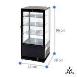 thumbnail of Cleiton® Vitrina Pastelera Expositora Refrigerada Vertical 3 Estantes 1 Puerta Negra 70 Litros Ventilada | Vitrina Sobremesa Cristal Recto