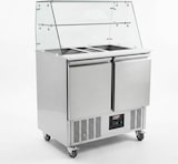 thumbnail of Romux® Saladette und Pizzatisch 2 Türen 90x70 cm für Behälter mit Glasglocke | Kühltisch von Pizzen und Salaten