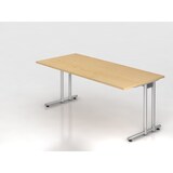 thumbnail of PROREGAL Schreibtisch Mauno | Ahorn | BxT 180x80cm | Arbeitshöhe 72cm | höhenjustierbar 0-10 mm | C-Fuß-Gestell Silber | Bürotisch