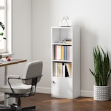 thumbnail of HOMCOM librería de 4 niveles, estantería para libros moderna con estantes ajustables y puerta, 40x30x120 cm, para salón, dormitorio, blanco