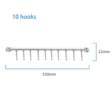 thumbnail of Intirilife Hängeleiste für die Küche aus Edelstahl mit 10 Haken zum Bohren - 52.6 x 3.4 x 2.2 cm Küchen Reling Hakenleiste Küchenstange Wandhalterung