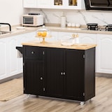 thumbnail of HOMCOM Ilha de Cozinha com Rodas Carrinho de Cozinha com Gaveta 3 Portas e Prateleira Ajustável 135x45x94,5cm Preto e Madeira