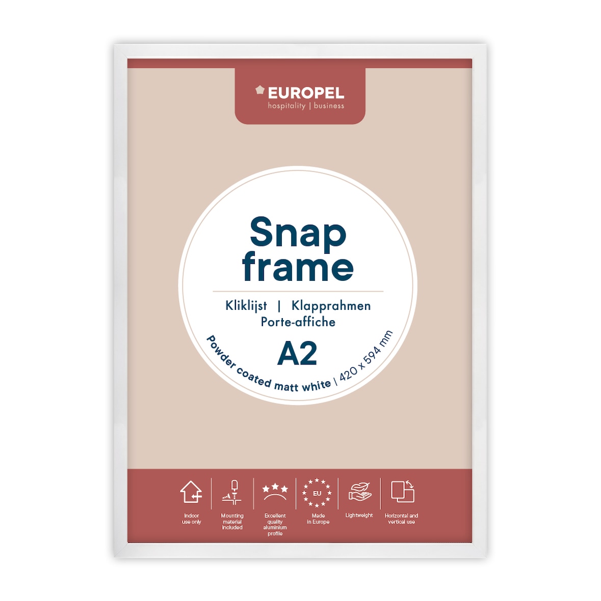 Europel Marco de clic A2 25mm blanco mate, set 10 unidades, 355075