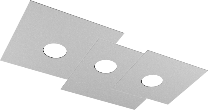 Toplight 3-flammige rechteckige Deckenleuchte mit Platte und GX53-Fassung, graue Struktur, modernes Design 65x37x3cm