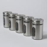 thumbnail of Gewürzstreuer Edelstahl Dosen Sichtfenster 3 Streumöglichkeiten 5Stück