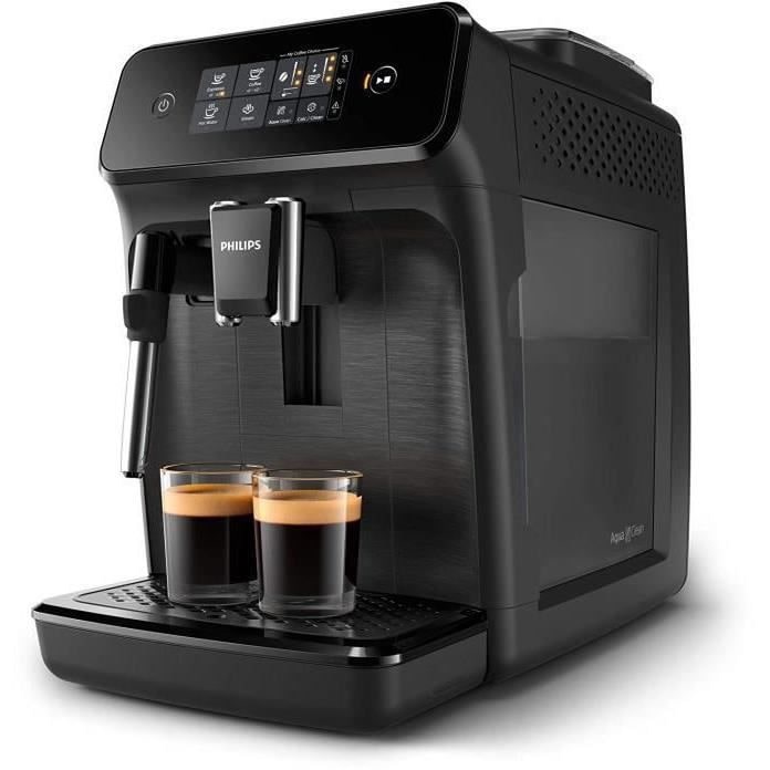 PHILIPS machine a café expresso a café grains avec broyeur - 2 boissons - Mousseur a lait - Ecran tactile - Noir Mat - EP1220