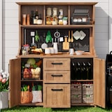 thumbnail of Merax Gartenschrank, Outdoor Küchenschrank, Tannenholz, Werkzeugschrank mit 3 Schubladen, 3 Fächern & Metall-Lochwand, Naturholzfarbe