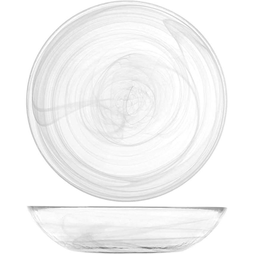 H&H Confezione 6 Piatti Fondi Alabastro Vetro, Bianco, Cm 21