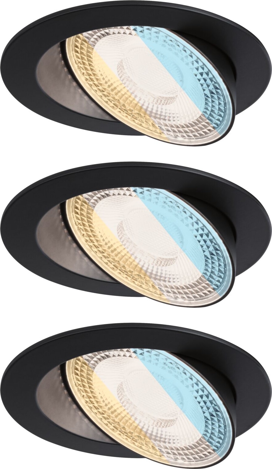 Paulmann LED Einbauleuchte White Select Aumus 3er-Set   rund 105mm 90°  3x5W 3x700lm 230V dimmbar 2700 - 6500K Schwarz 92258