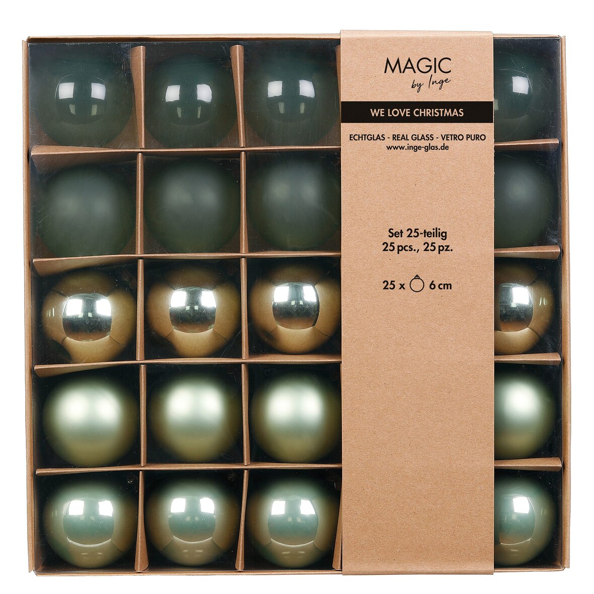 25 Weihnachtskugeln Glas 6cm matt glänzend transparent Christbaumkugeln Weihnachtsbaumkugeln Weihnachten Christbaumschmuck Weihnachtsbaumschmuck