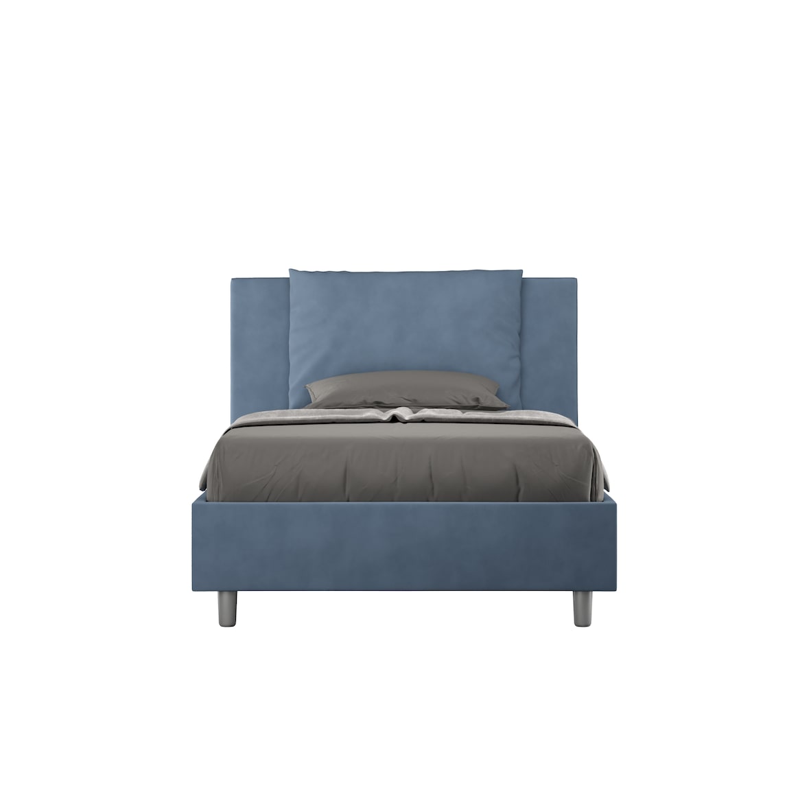 Letto contenitore imbottito 120x190 microfibra blu Antea
