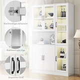 thumbnail of LED Bücherregal 120x40x200 Weiß mit 9 Fächern, 4 Acryltüren, 16-Farben LED Beleuchtung, USB-Anschluss,modernes Sideboard für Wohnzimmer Büro Esszimmer