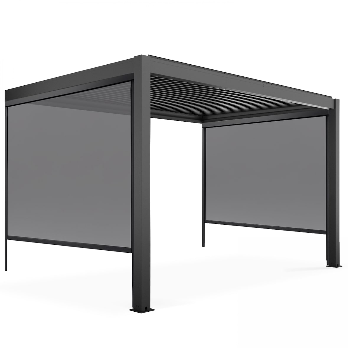 Pergola bioclimatica addossata 3x4m e 2 tende da sole 2,66 x 2,34 m