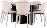 thumbnail of Strada Essgruppe Ausziehtisch Ø120cm, 170cm und 6 Stühle schwarz, beige.