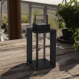 thumbnail of WellHome - Lanterna solar de metal preto com 25 luzes LED brancas quentes 22x22x42cm