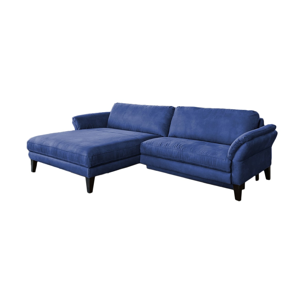 KAWOLA Sofa MALTA Ecksofa Stoff blau mit motorischer Relaxfunktion Recamiere links