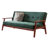 thumbnail of SalesFever Schlafsofa mit Armlehnen | 3 Funktionen | Stoffbezug Samt-Optik | Gestell Holz Eukalyptus| B 190 x T 85 x H 81 cm | tannengrün